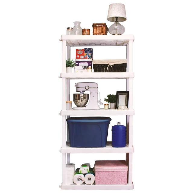 4"H x 18"D x 36"W 5 Shelf Plastic Garage Shelves, Storage Shelving Unit