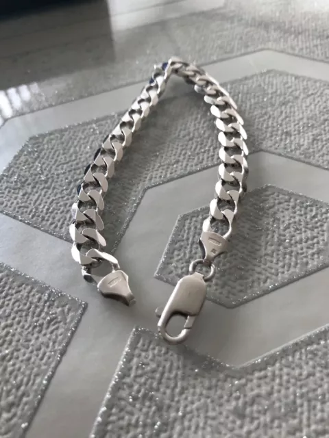 Solid 9ct White Gold Curb Bracelet - 7.7mm Wide - 7.5 Inches Unisex hallmarked