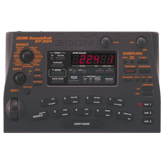 Zoom St-224 Sampletrak Sampler + Power Supply & 16Mb Memory Card