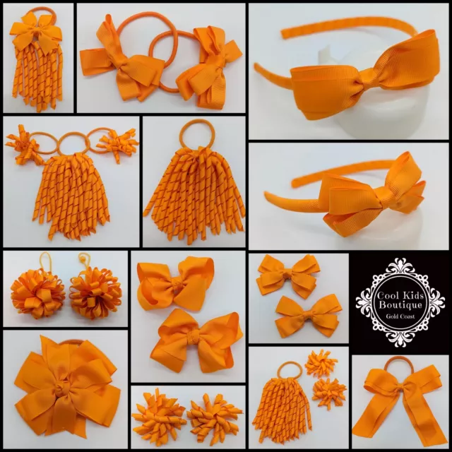 Orange Harmony Day School Hair Accessories Bows Korkers Elastics Clips Ribbons