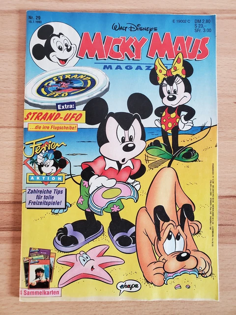 Micky Maus Heft 29 1993 mit Beilage Strand-Ufo und Sammelkarten