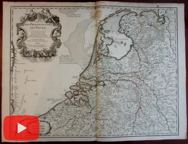 United Provinces Netherlands Holland Pays Bas 1702 de L'Isle decorative map