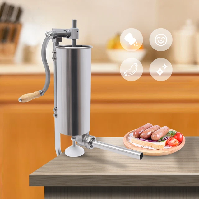 6lbs Manual Sausage Stuffer Meat Press Filler Maker with 8 Filling Nozzle Tubes
