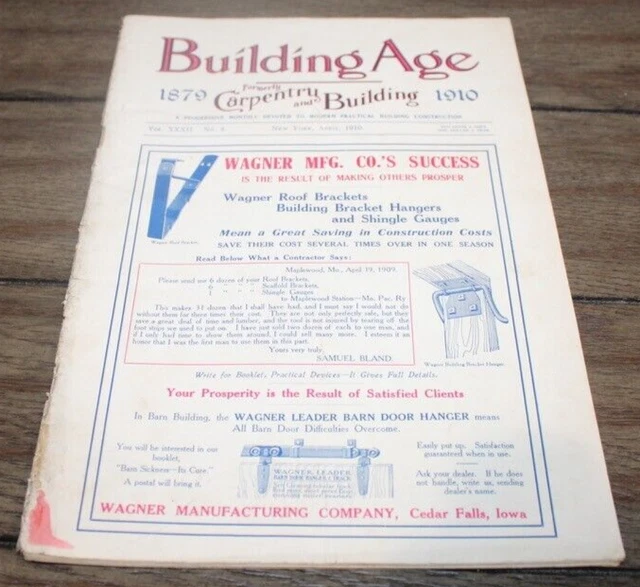 Antique April, 1910 BUILDING AGE MAGAZINE Architecture ADS++ Tools
