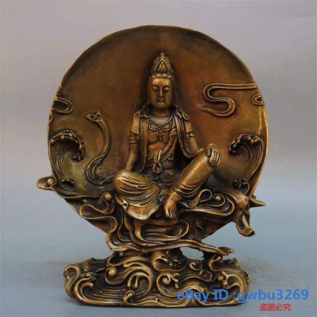 Collect Chinese Old Bronze Hand carved Bodhisattva Goddess Guanyin Statue 42603