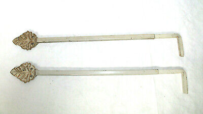 Vintage Ornate Swing Arm Drapery Curtain Rod  Metal Distressed lot of 2 White