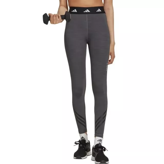 adidas Womens Techfit 3-Stripes Tight Leggings - Grey/Black / Small