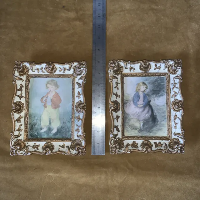 Pair Of Cream/Gold Plaster Picture Frames 8x6” Rococo Style 5x3.5” Picture Size
