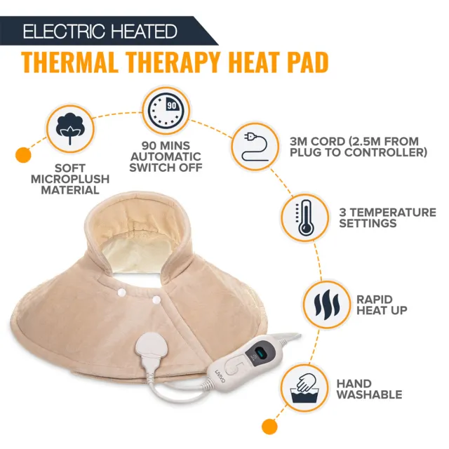 Therapeutic Electric Heat Pad Soothing Muscle Tension Shoulder Neck Pain Relief