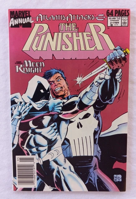 Punisher Annual #2 - 1989 First Battle of Moon Knight vs Punisher ! Newsstand.