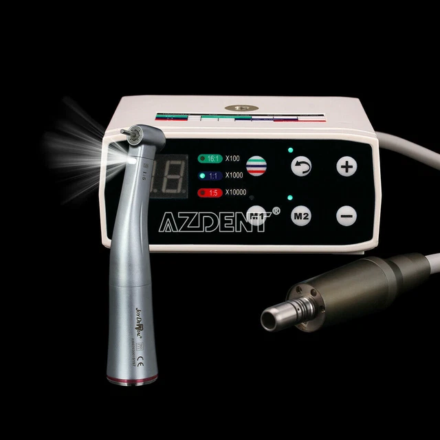 Dental LED Brushless Micro Motor+ 1:5 Fiber Optic Contra Angle Handpiece