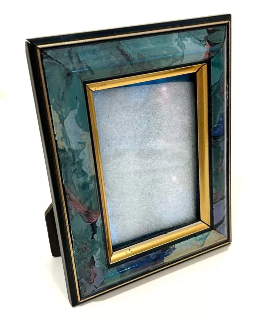 Vintage Multi-color Blue Green Gold Purple Small Picture Frame 3” X 2" Photo