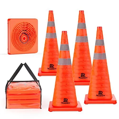 [Pack] Collapsible Traffic Safety Cones, Multi Purpose Pop-up Cones 28 Inch 4