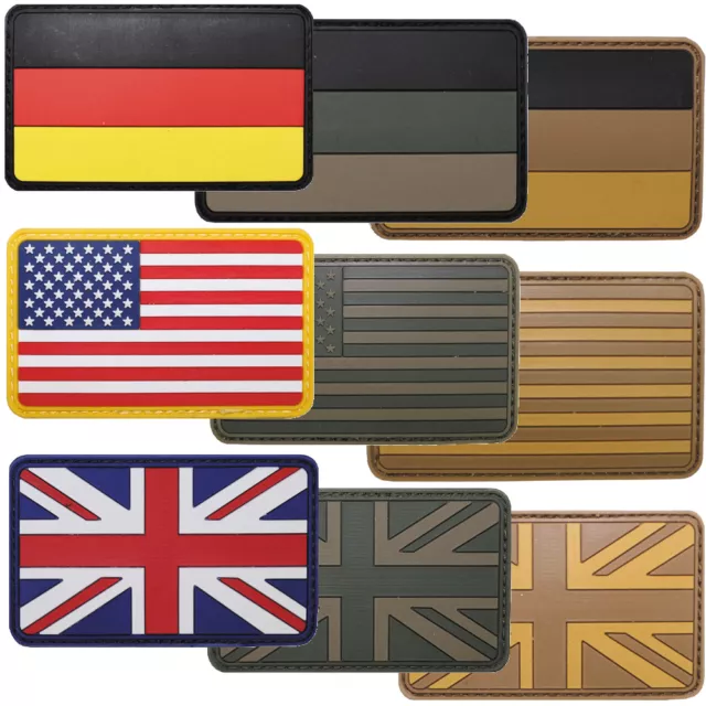 Klett-Abzeichen 3D Patch Deutschland USA Großbritannien Flagge oliv desert