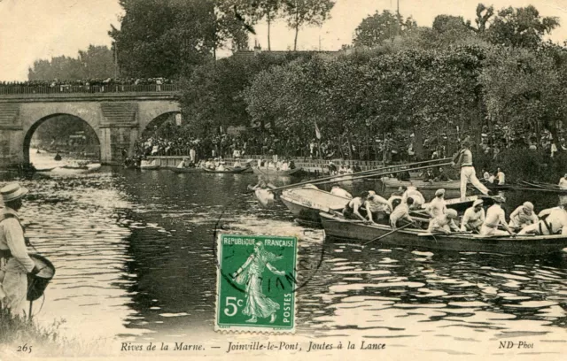 Carte Rives de la Marne JOINVILLE LE PONT Joutes à la lance