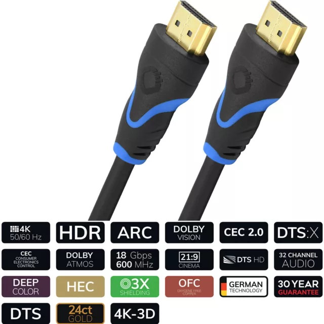 CSL - 7,5m Câble HDMI 2.0b UHD 4k @60Hz 18 GBits de 7,5 m