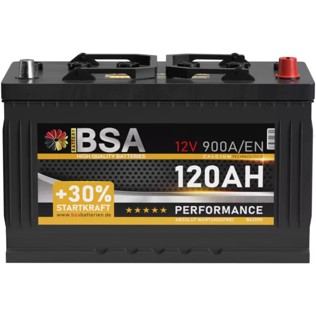 BSA 120Ah 12V LKW Batterie Iveco Daily DAF Starterbatterie ersetzt 110Ah 115Ah