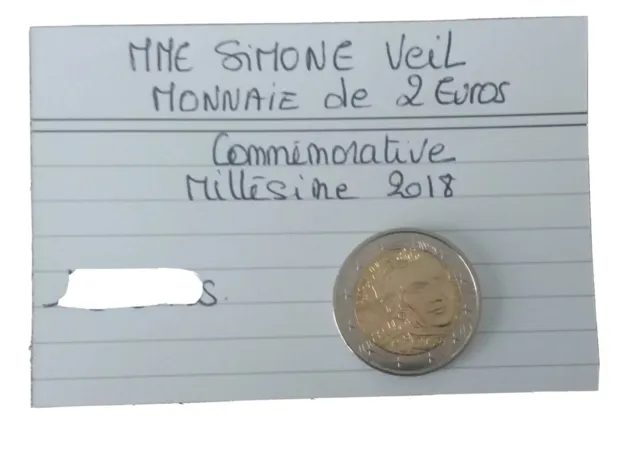 pièce de monnaie 2 euros millésime 2018  commémorative Mme Simone Veil 