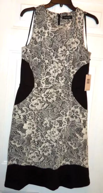 Ivanka Trump Black & white lace print Sleeveless  DRESS  Size 10 NWT