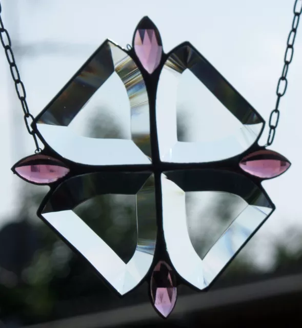 Bleiverglasung Facetten- Fensterbild Suncatcher mit Glasjuwelen  in Tiffany