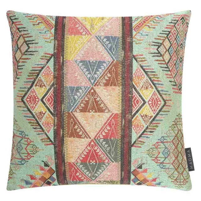 Magma Jacquard Kissenhülle Dreiecke Felina Türkis 40x40 cm