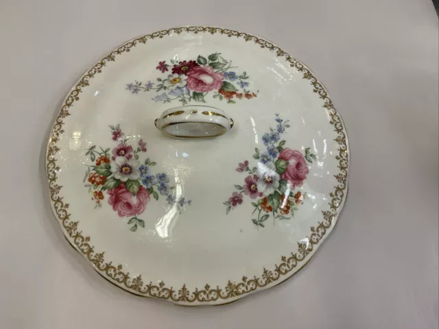 Vintage Crown Staffordshire Englands Bouquet Tureen Lid Only Flowers Porcelain