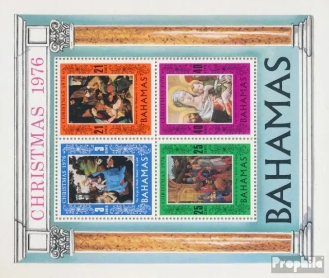 bahamas Bloc 18 (complète edition) neuf avec gomme originale 1976 Noël