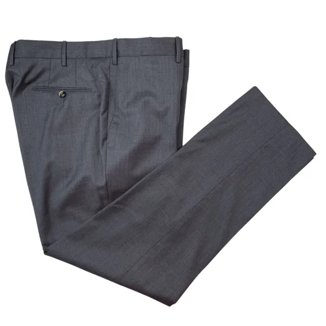 Mens 36 x 29.5 PT01 " Deluxe Comfort " Charcoal Grey Slim Fit Wool Trousers