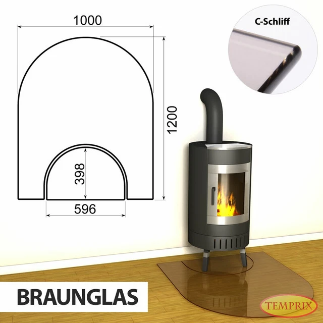 Protector contra chispas y placa de fondo de vidrio Temprix | placa de fondo compartida para chimenea y horno -