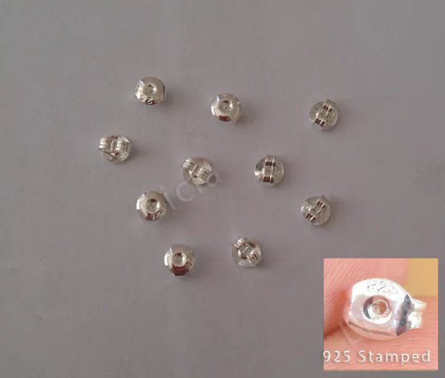 925 Sterling Silver Round Earring Post Back Ear Nut Stopper Jewellery Findings