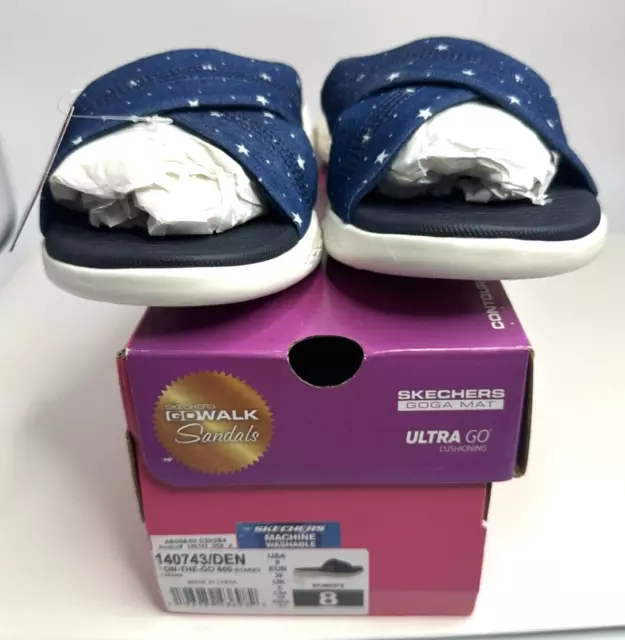 Skechers On-the-GO Patriotic Slide Sandals - Starry-Denim-8 M A600840 NEW 2