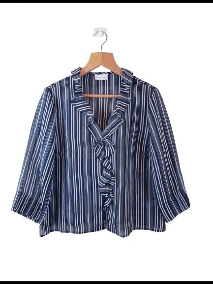 Alex & Co langärmeliges schwarz/weiß geknöpftes Damen-Freizeitshirt Bluse Größe 18UK