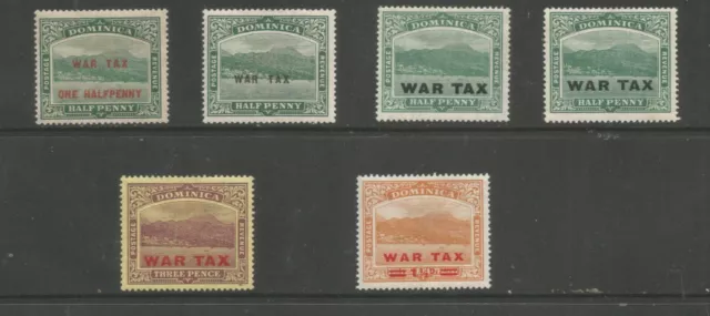 Dominica Sg55-59 Gv War Tax Selection Mounted Mint