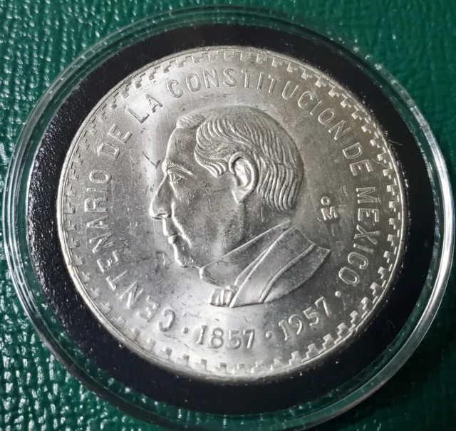 Mexico 1857-1957 10 Pesos Silver Centenario De La Constitucion ~ Gem Unc