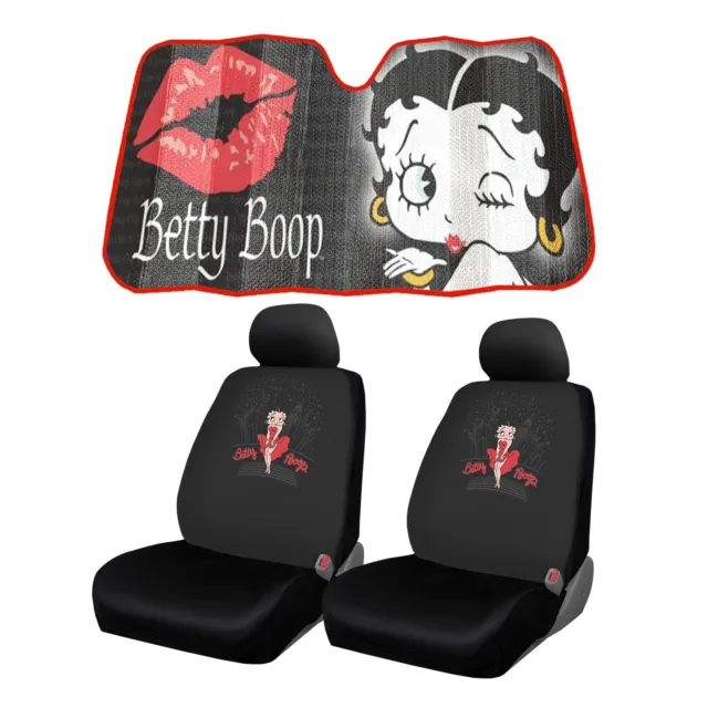 New Skyline Betty Boop Car Truck Front Seat Covers Headrest Covers Sunshade Set