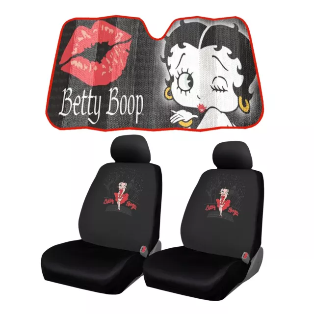 New Skyline Betty Boop Car Truck Front Seat Covers Headrest Covers Sunshade Set