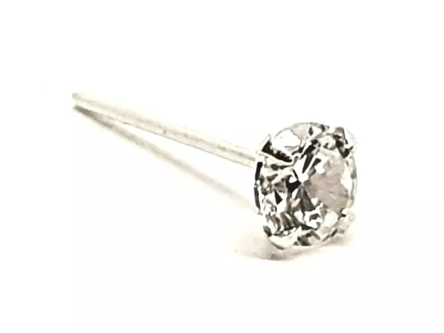 3mm Clear Round Crystal Nose Stud 22g (0.6mm) Silver L Bendable CZ Claw Set