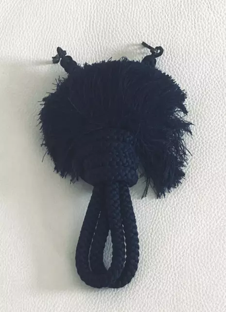 UN PAIO cravatte Haori Himo Vintage Giapponese Navy Seta Legate a Mano e Ganci ""S""