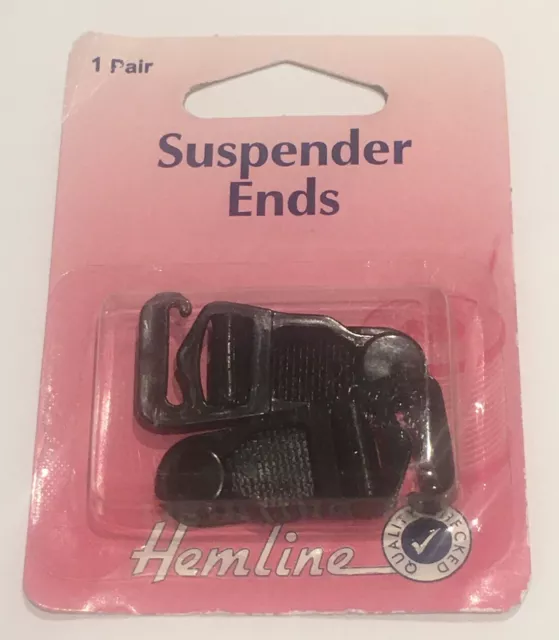 Hemline Suspender Ends Black 1 Pair