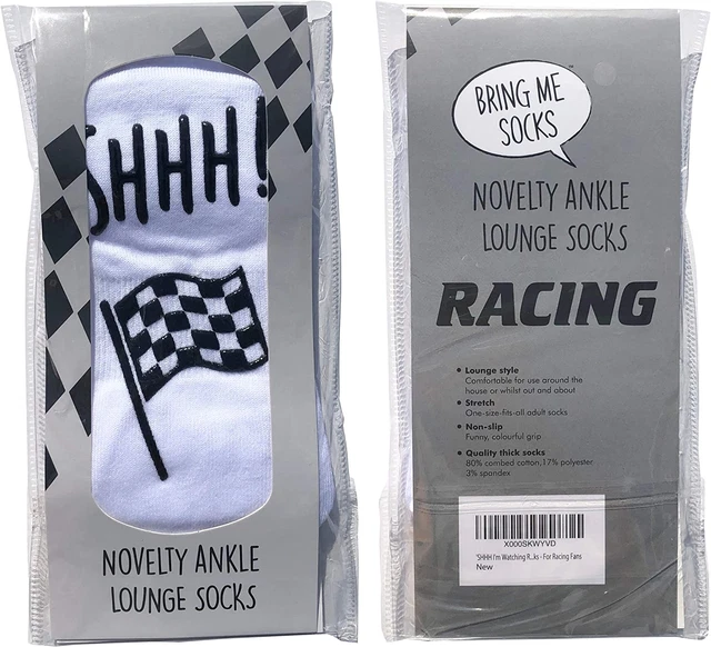 'Shhh I'm Watching Racing' Funny Lounge/ankle Socks - Great gift for racing fans 3