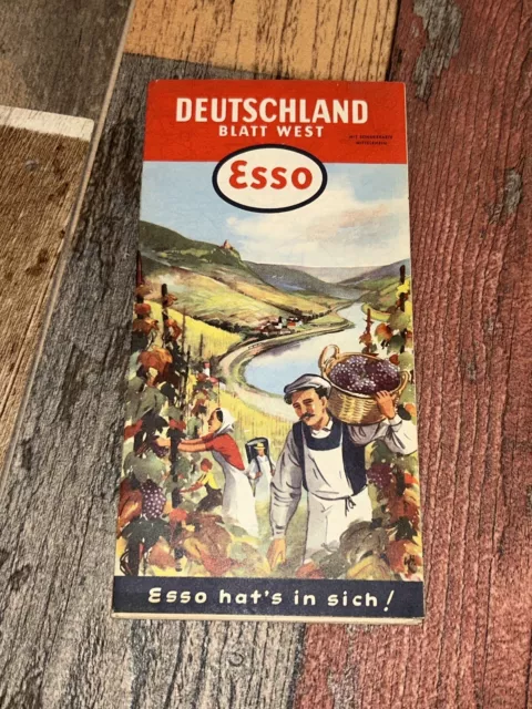 Alte Straßenkarte "ESSO Deutschland Blatt West" mit Bildkarte, Landkarte