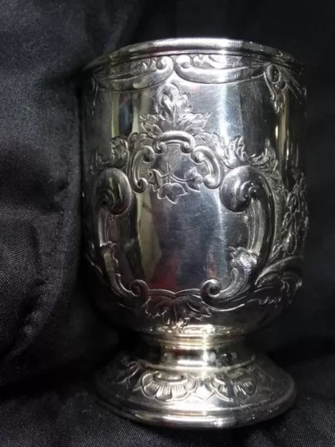 Exquisite Vintage English Silverplate Fancy Floral Design Drinking Cup #6500 2