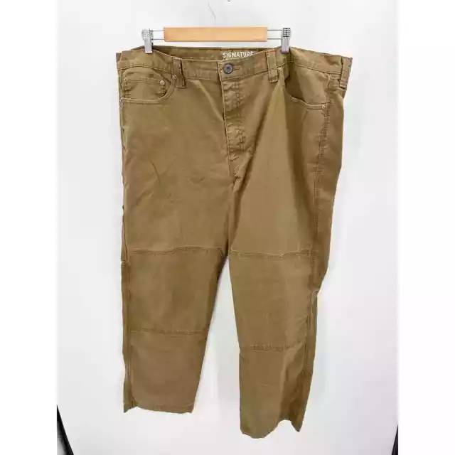 Levis Pants Men 44x32 Dark Khaki Brown Signature Double Knee Cotton Blend