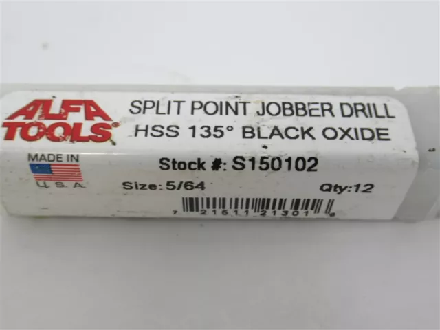 Alfa Tools S150102 , 5/64" HSS Jobber Length Drill Bit (PK 12)