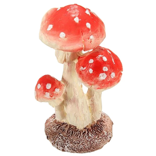 3 Head Red Mushroom Toadstool Miniature Fairy Garden Terrarium Figurine mini