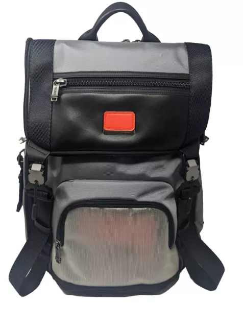 New Tumi Alpha Bravo Lark Roll-Top Backpack w/Leather Trim – Gray Red 232651GBR