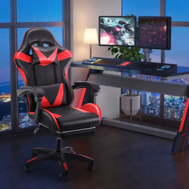 Office Chair Adjustable Ergonomic Racing Gaming Swivel Pu Leather Desk Computer