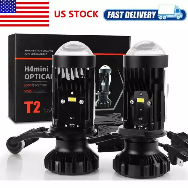 2X LHD 100W 40000LM H4 9003 Mini Bi-LED Projector Lens Hi-Lo Headlight Retrofit