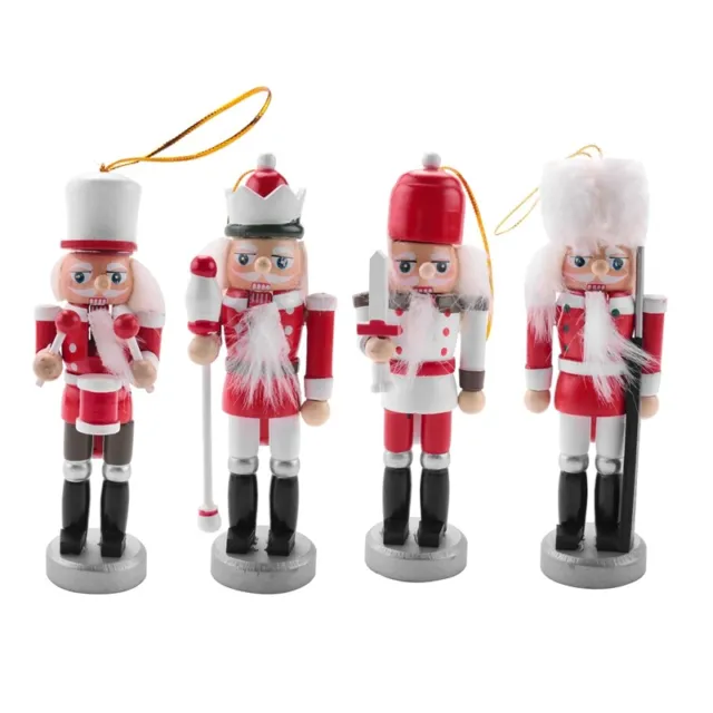 4 pz/set 13 cm schiaccianoci bambola pupazzo famiglia albero di Natale decorazione da appendere A1