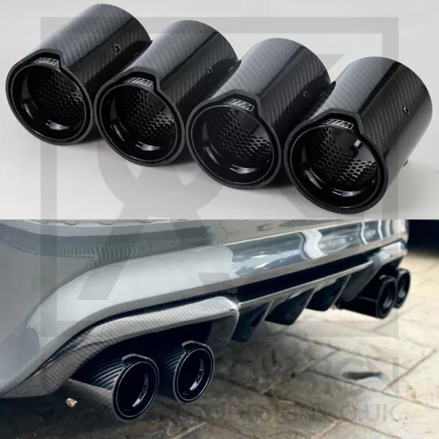 4 X BMW M2/M3/M4/M5 MP Gloss Black Carbon Fibre Exhaust Tips F87/F80